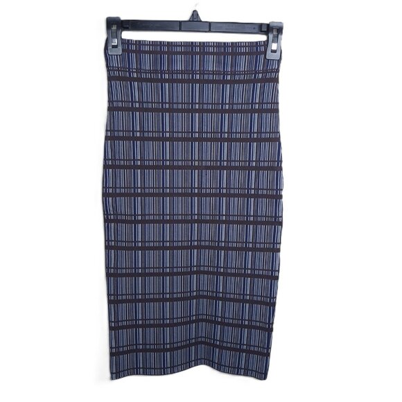 NWT BCBGMAXAZRIA Leger Plaid Knit Cool Grey Pencil Skirt S Office Date Night - Picture 5 of 8